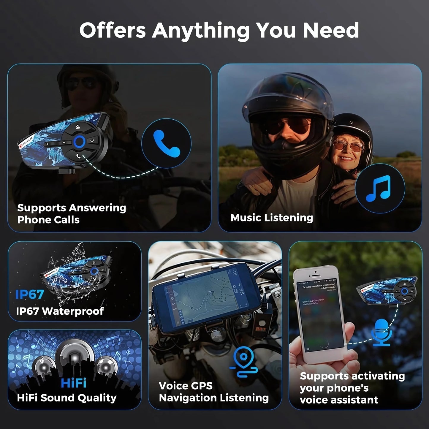 GEARELEC X4 helmet bluetooth headset