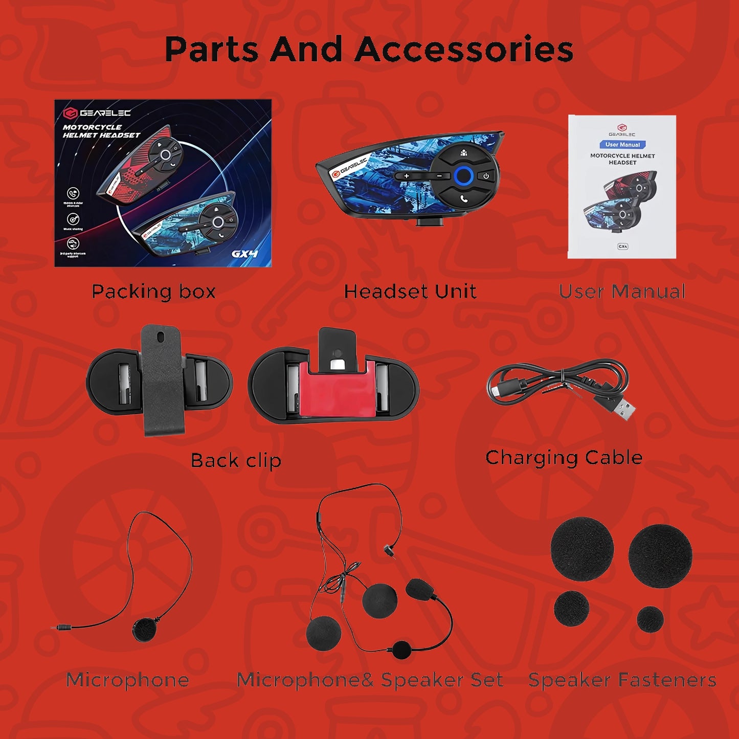 GEARELEC X4 helmet bluetooth headset